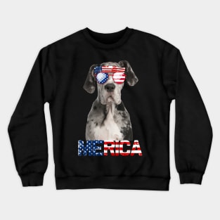 Merica Great Danes Dog American Flag 4Th Of July Crewneck Sweatshirt